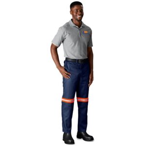trade polycotton pants reflective legs orange tape