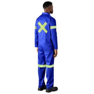 safety polycotton boiler suit reflective arms legs & back yellow tape