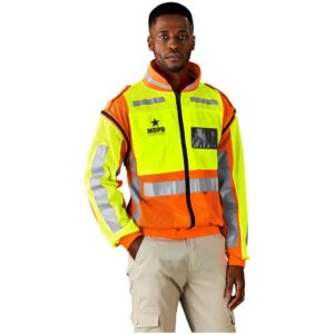 metro two tone hi viz reflective zip off jacket