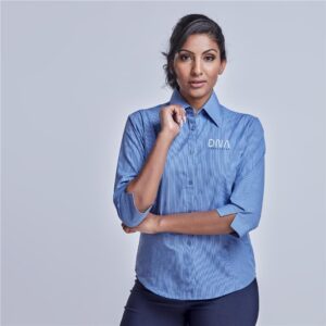 ladies 3/4 sleeve micro check shirt