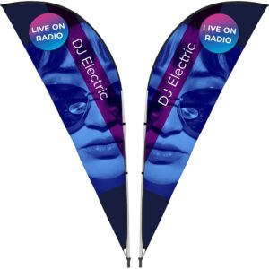 legend 3m sublimated sharkfin double sided flying banner 1 complete unit
