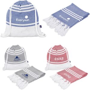 us basic santa cruz cotton rich beach towel & drawstring bag