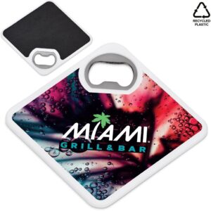 altitude sela recycled plastic bottle opener coaster