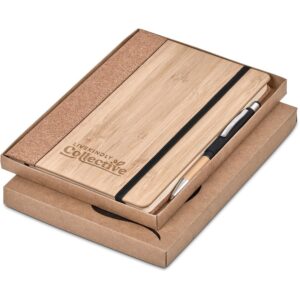 okiyo eri bamboo & cork notebook & pen set