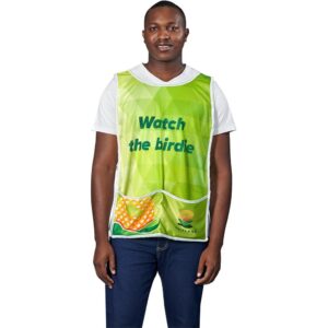 pre printed sample hoppla jackal polyester caddy bib with pvc name sleeve