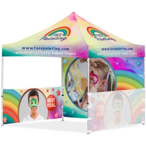 coated steel sublimated gazebo 3 x 3m 2 half wall skins 1 full wall skin