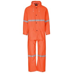 light duty tornado hi viz reflective rubberised rainsuit orange