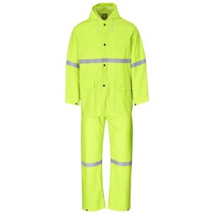 light duty tornado hi viz reflective rubberised rainsuit yellow