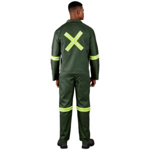 acid resistant polycotton conti suit reflective arm, legs & back yellow tape