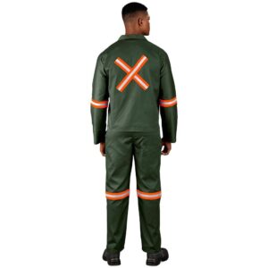 acid resistant polycotton conti suit reflective arm, legs & back orange tape