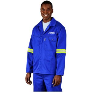 site premium polycotton jacket reflective arms yellow tape