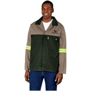 site premium two tone polycotton jacket reflective arms yellow tape