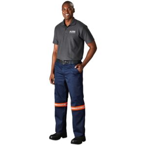 site premium polycotton pants reflective legs orange tape