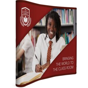 legend curved banner wall with wings 2.15m x 2.25m