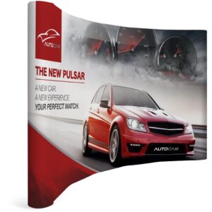 legend curved banner wall with wings 3.5m x 2.25m