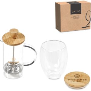 okiyo aibo glass & bamboo coffee set