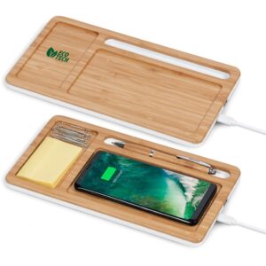 okiyo musen bamboo wireless charger desk organiser