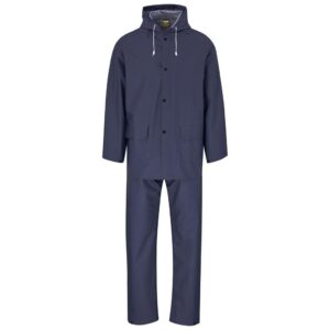 light hurricane rubberised polyester/pvc rainsuit navy