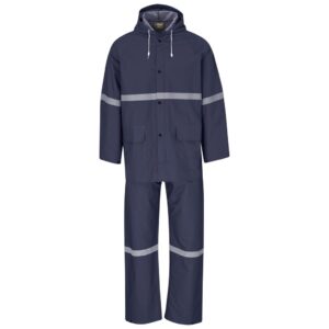 light duty tornado hi viz reflective rubberised rainsuit navy
